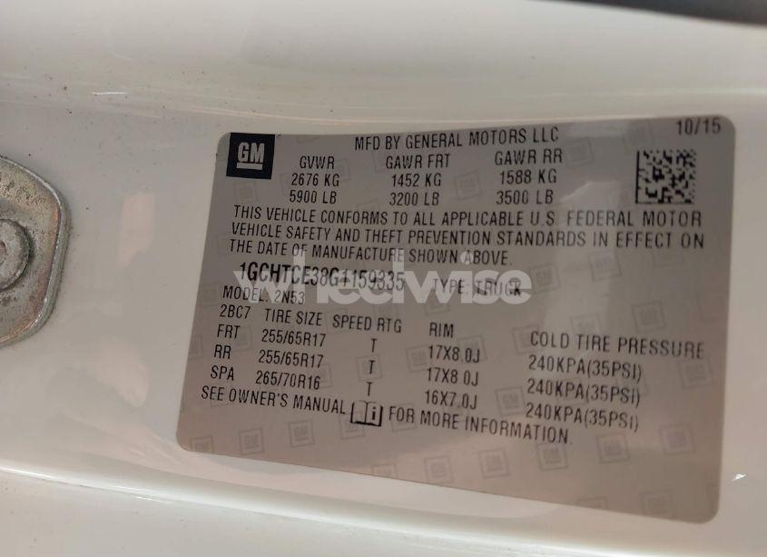 Photo 9 of 2016 Chevrolet Colorado LT (VIN 1GCHTCE38G1159335)