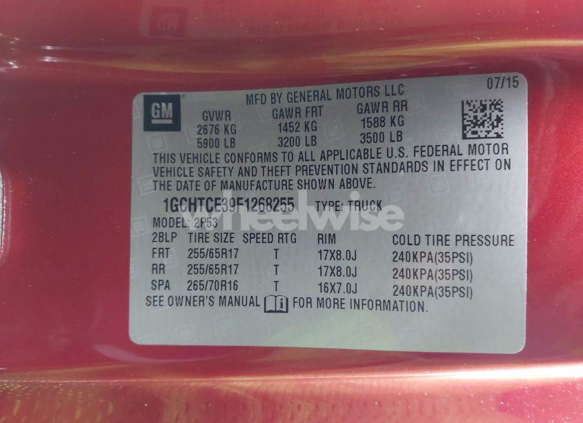 Photo 9 of 2015 Chevrolet Colorado Z71 (VIN 1GCHTCE39F1268255)