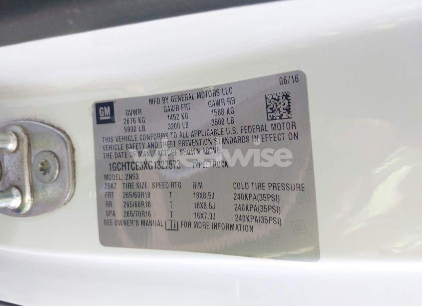 Photo 9 of 2016 Chevrolet Colorado LT (VIN 1GCHTCE3XG1327573)