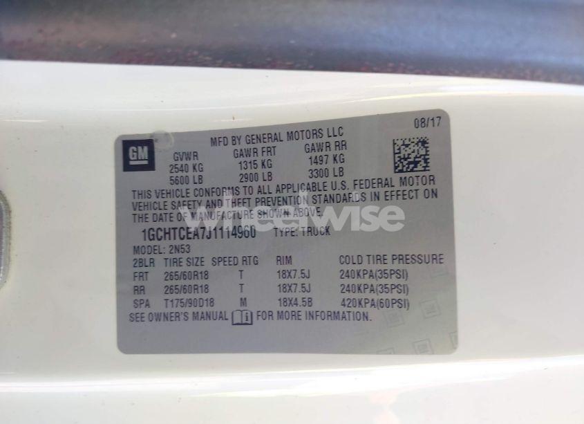 Photo 9 of 2018 Chevrolet Colorado LT (VIN 1GCHTCEA7J1114960)