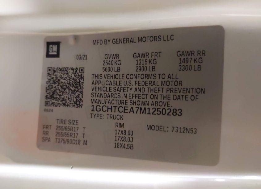 Photo 9 of 2021 Chevrolet Colorado 4WD LONG BOX LT (VIN 1GCHTCEA7M1250283)