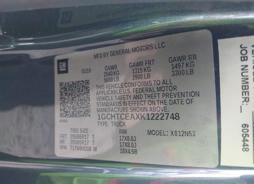 Photo 9 of 2019 Chevrolet Colorado LT (VIN 1GCHTCEAXK1222748)