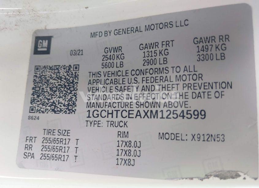 Photo 9 of 2021 Chevrolet Colorado 4WD LONG BOX LT (VIN 1GCHTCEAXM1254599)