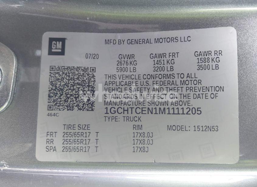 Photo 9 of 2021 Chevrolet Colorado 4WD LONG BOX LT (VIN 1GCHTCEN1M1111205)