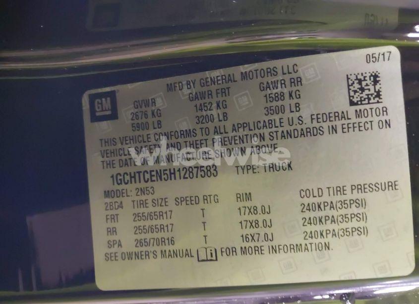 Photo 9 of 2017 Chevrolet Colorado LT (VIN 1GCHTCEN5H1287583)