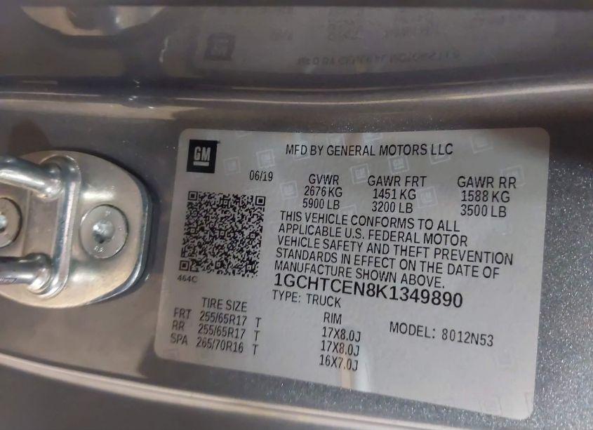 Photo 9 of 2019 Chevrolet Colorado LT (VIN 1GCHTCEN8K1349890)