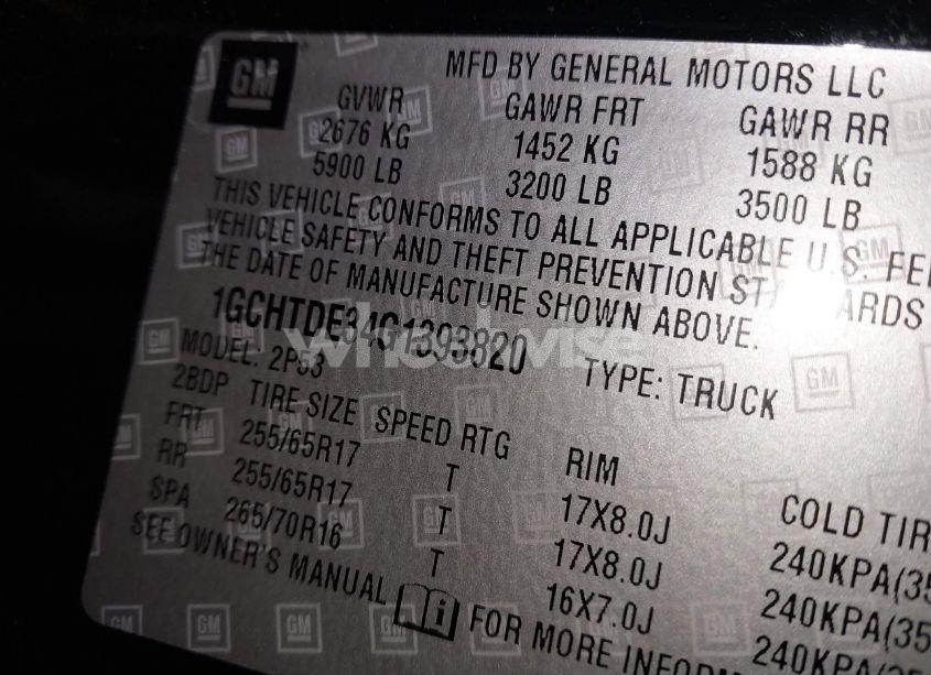 Photo 9 of 2016 Chevrolet Colorado Z71 (VIN 1GCHTDE34G1393820)