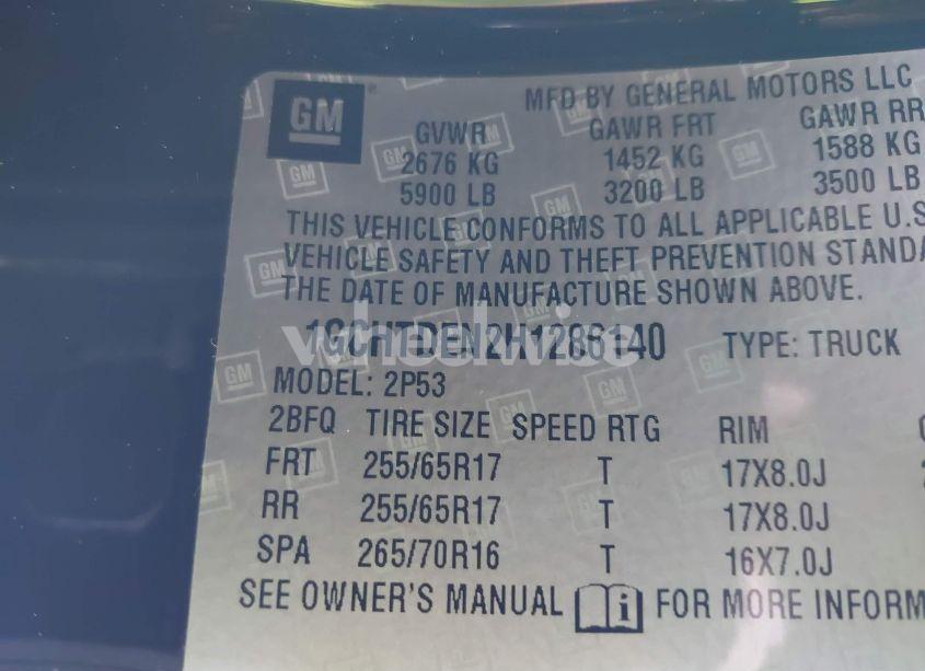 Photo 9 of 2017 Chevrolet Colorado Z71 (VIN 1GCHTDEN2H1286140)