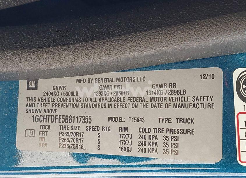 Photo 9 of 2011 Chevrolet Colorado 2LT (VIN 1GCHTDFE5B8117355)