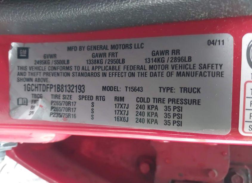 Photo 9 of 2011 Chevrolet Colorado 2LT (VIN 1GCHTDFP1B8132193)