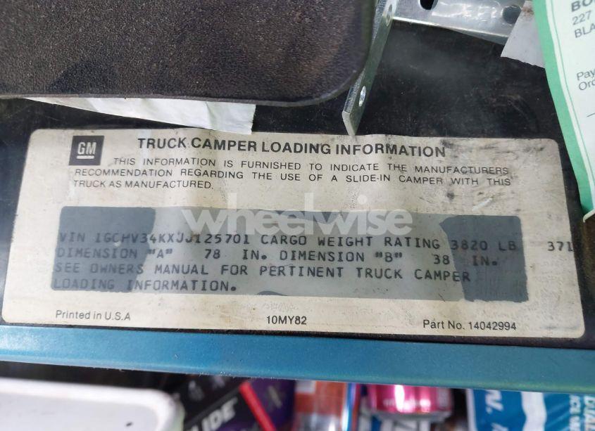 Photo 9 of 1988 Chevrolet V30 (VIN 1GCHV34KXJJ125701)