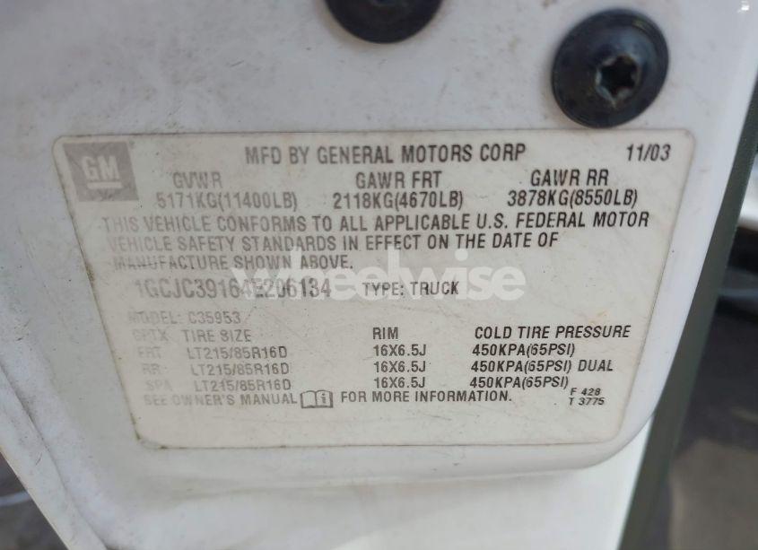 Photo 9 of 2004 Chevrolet Silverado 3500 LS (VIN 1GCJC39164E206134)