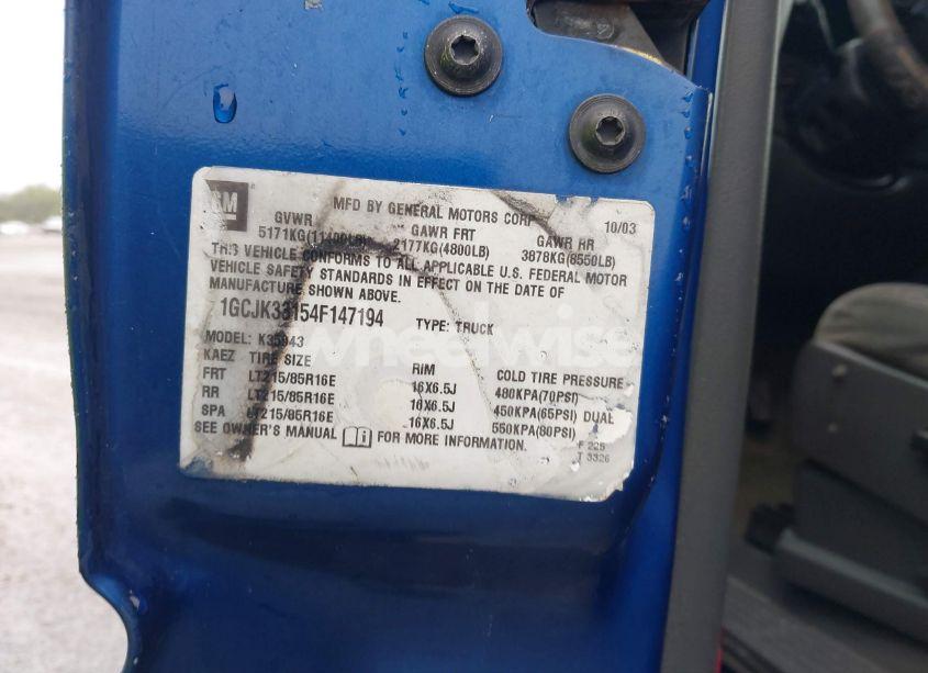 Photo 9 of 2004 Chevrolet Silverado 3500 LS (VIN 1GCJK33154F147194)