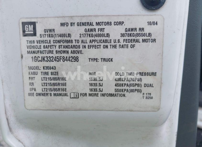 Photo 8 of 2005 Chevrolet Silverado 3500 WORK TRUCK (VIN 1GCJK33245F844298)