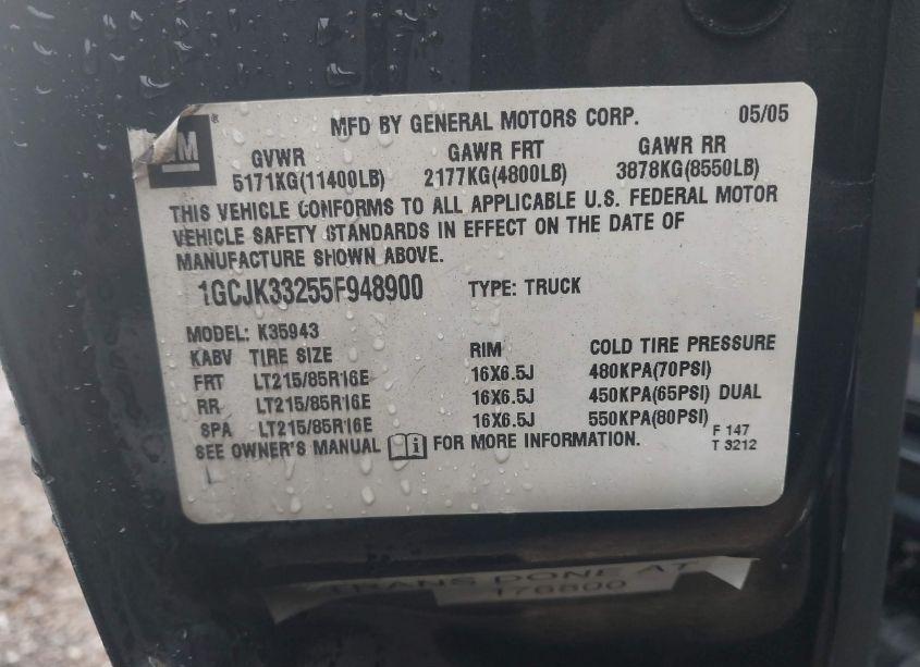 Photo 9 of 2005 Chevrolet Silverado 3500 LT (VIN 1GCJK33255F948900)