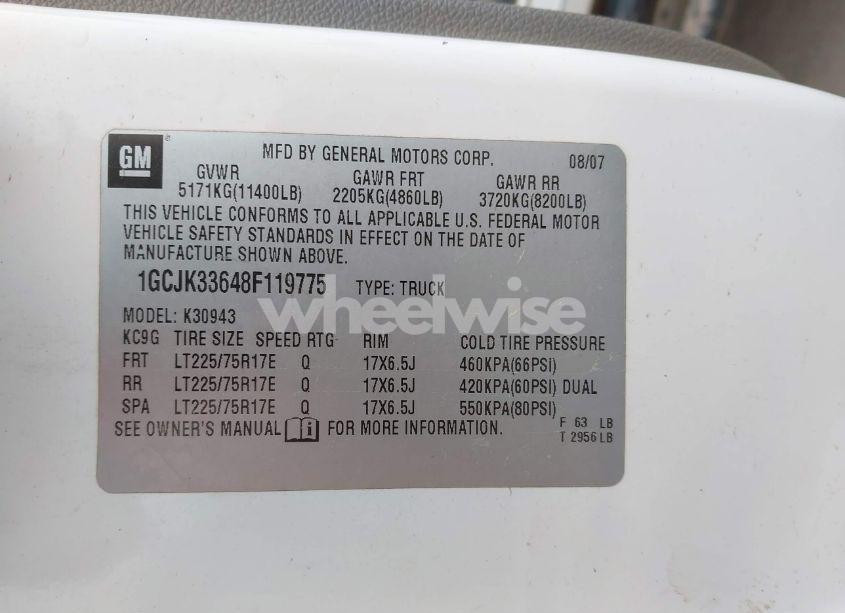 Photo 8 of 2008 Chevrolet Silverado 3500HD WORK TRUCK (VIN 1GCJK33648F119775)