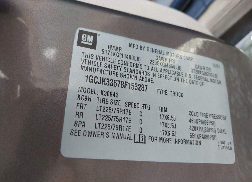 Photo 8 of 2008 Chevrolet Silverado 3500HD LTZ (VIN 1GCJK33678F153287)