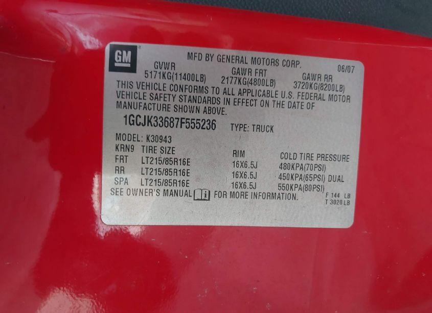 Photo 9 of 2007 Chevrolet Silverado 3500 LTZ (VIN 1GCJK33687F555236)