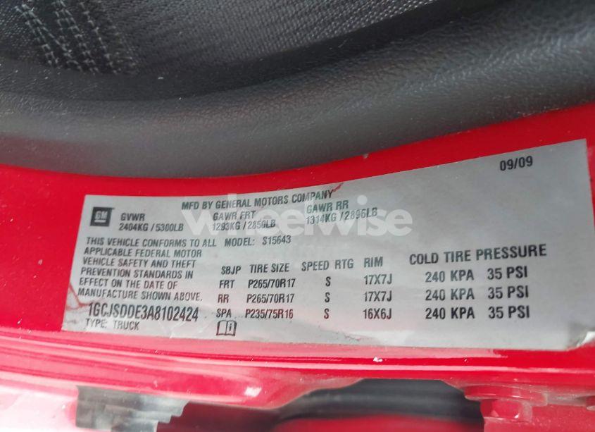 Photo 9 of 2010 Chevrolet Colorado 2LT (VIN 1GCJSDDE3A8102424)