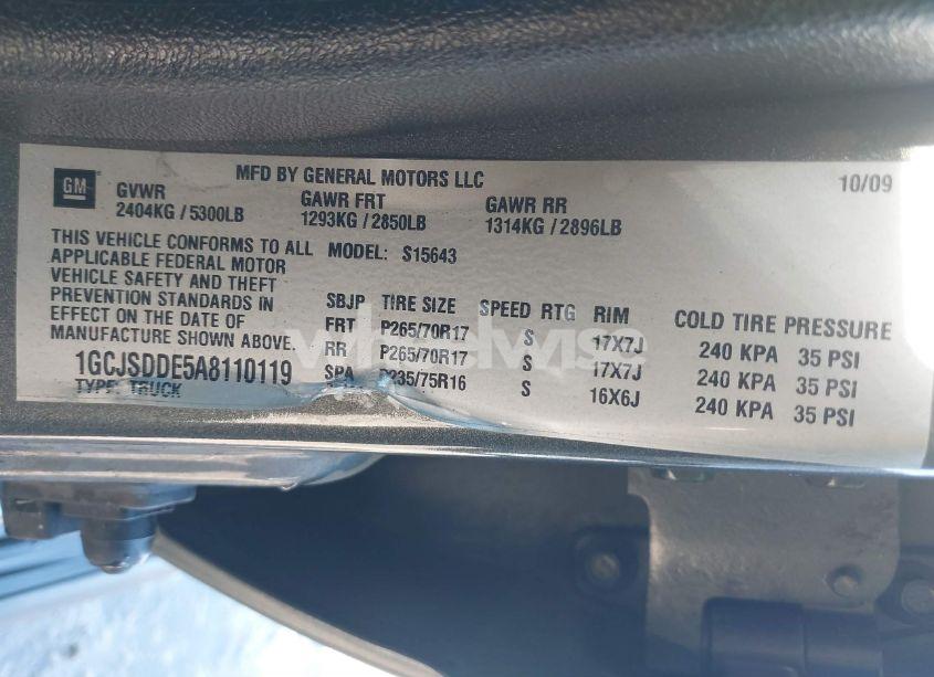 Photo 9 of 2010 Chevrolet Colorado 2LT (VIN 1GCJSDDE5A8110119)