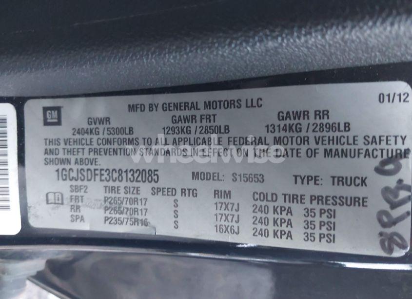 Photo 9 of 2012 Chevrolet Colorado 2LT (VIN 1GCJSDFE3C8132085)