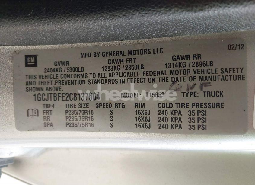 Photo 9 of 2012 Chevrolet Colorado WORK TRUCK (VIN 1GCJTBFE2C8137604)