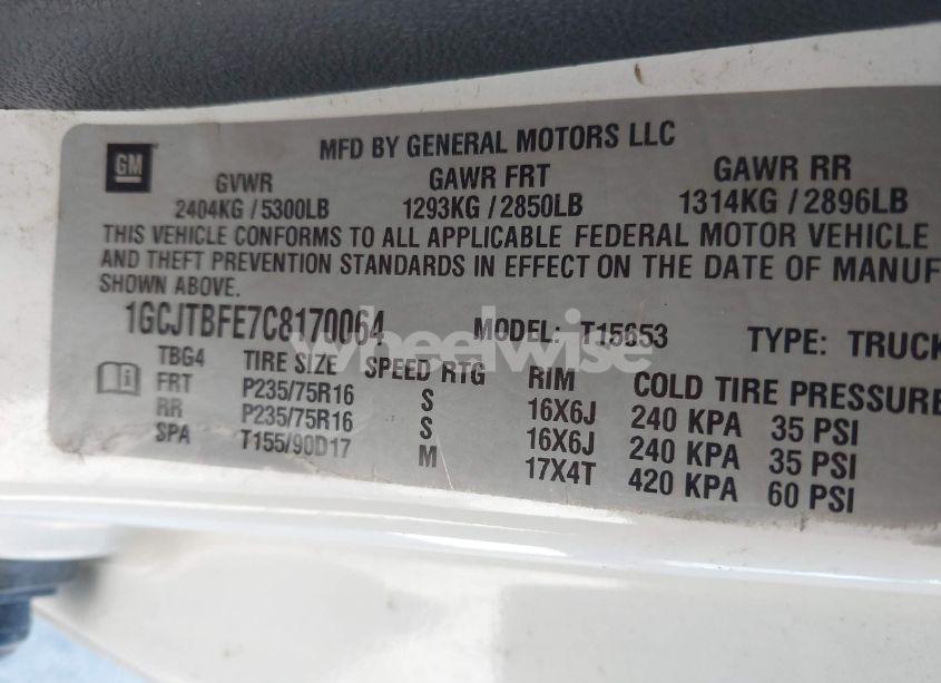 Photo 9 of 2012 Chevrolet Colorado WORK TRUCK (VIN 1GCJTBFE7C8170064)