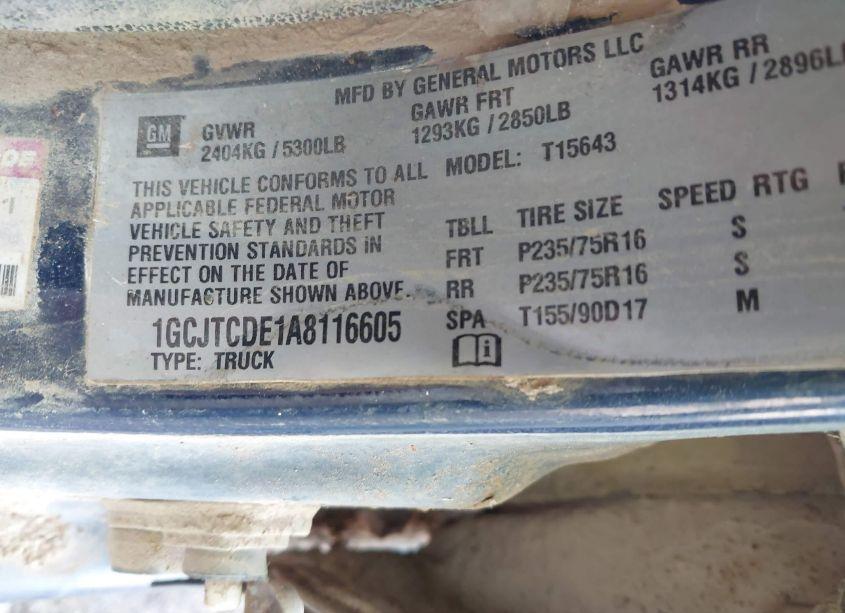 Photo 9 of 2010 Chevrolet Colorado 1LT (VIN 1GCJTCDE1A8116605)