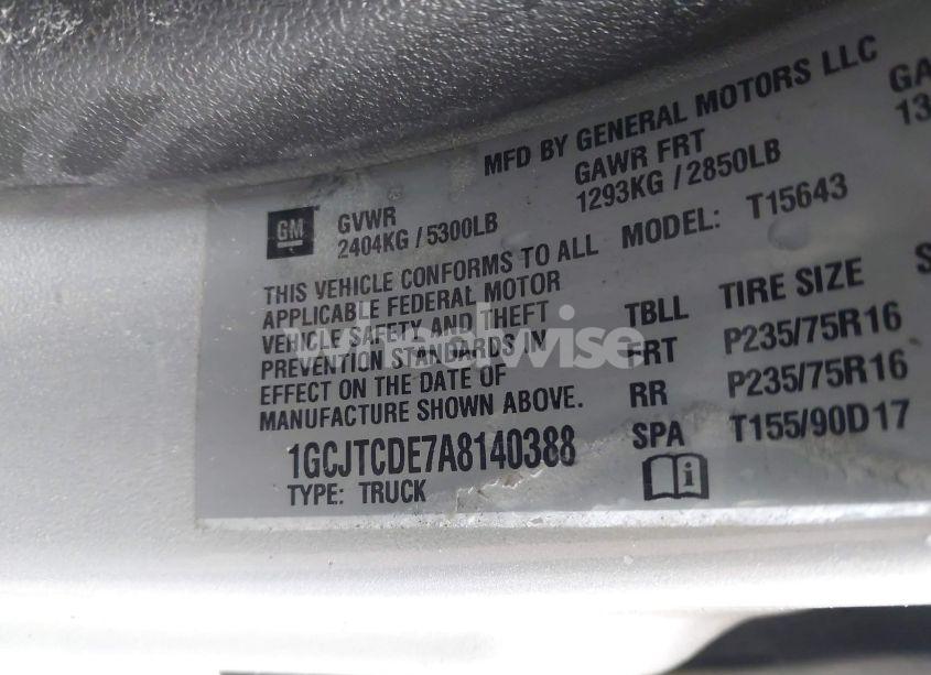 Photo 9 of 2010 Chevrolet Colorado 1LT (VIN 1GCJTCDE7A8140388)