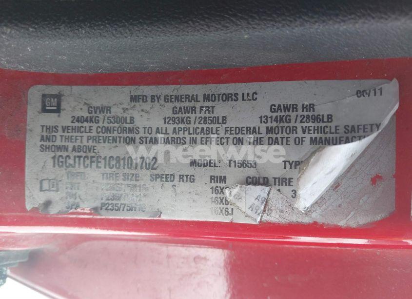 Photo 9 of 2012 Chevrolet Colorado 1LT (VIN 1GCJTCFE1C8101702)