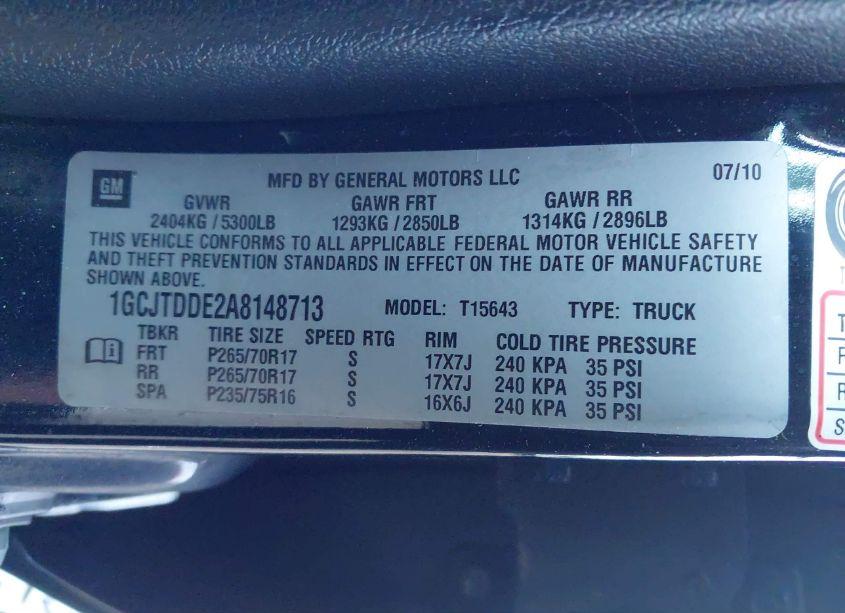 Photo 9 of 2010 Chevrolet Colorado 2LT (VIN 1GCJTDDE2A8148713)