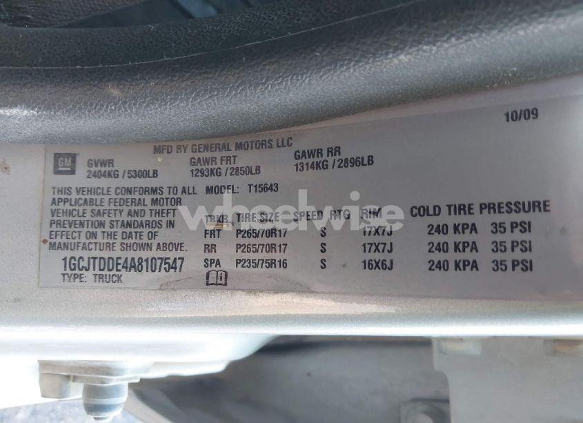 Photo 9 of 2010 Chevrolet Colorado 2LT (VIN 1GCJTDDE4A8107547)