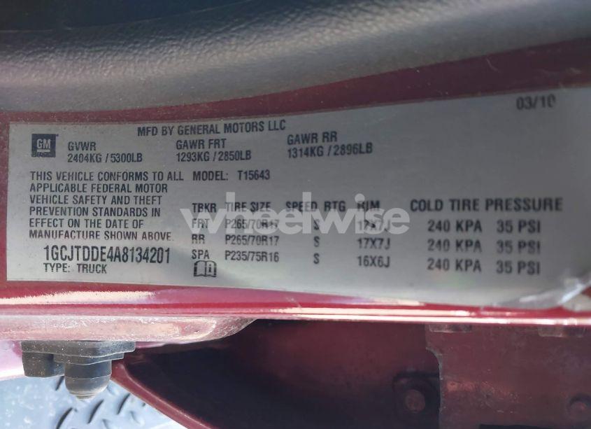 Photo 9 of 2010 Chevrolet Colorado 2LT (VIN 1GCJTDDE4A8134201)