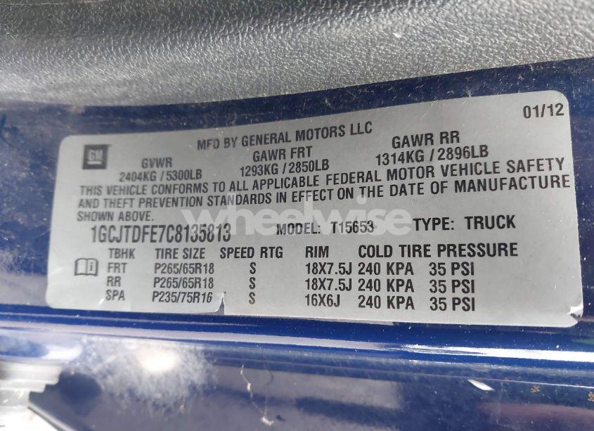 Photo 9 of 2012 Chevrolet Colorado 2LT (VIN 1GCJTDFE7C8135813)