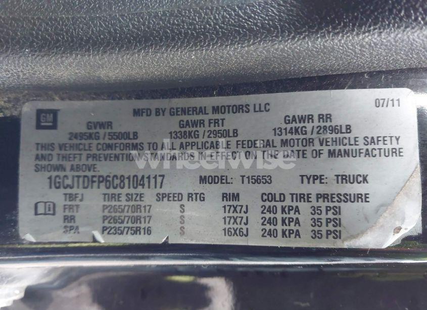 Photo 9 of 2012 Chevrolet Colorado 2LT (VIN 1GCJTDFP6C8104117)