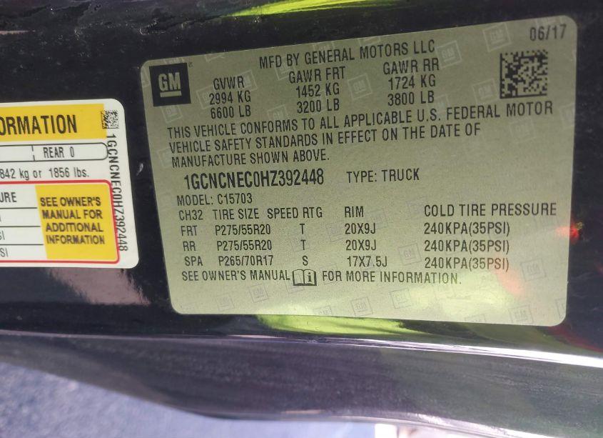 Photo 9 of 2017 Chevrolet Silverado 1500 WT (VIN 1GCNCNEC0HZ392448)