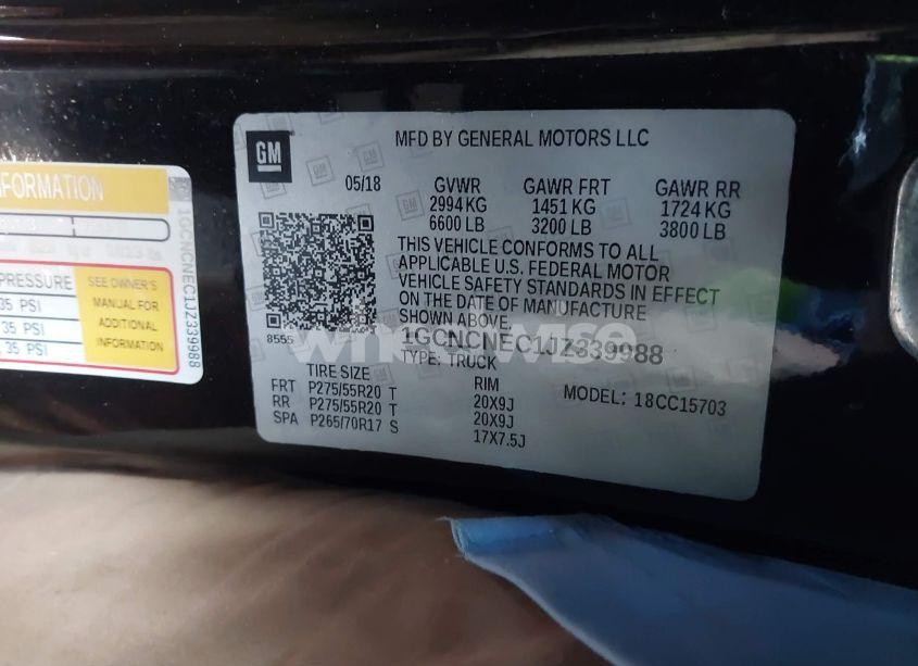 Photo 9 of 2018 Chevrolet Silverado 1500 WT (VIN 1GCNCNEC1JZ339988)