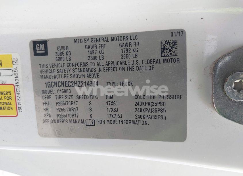 Photo 9 of 2017 Chevrolet Silverado 1500 WT (VIN 1GCNCNEC2HZ214394)