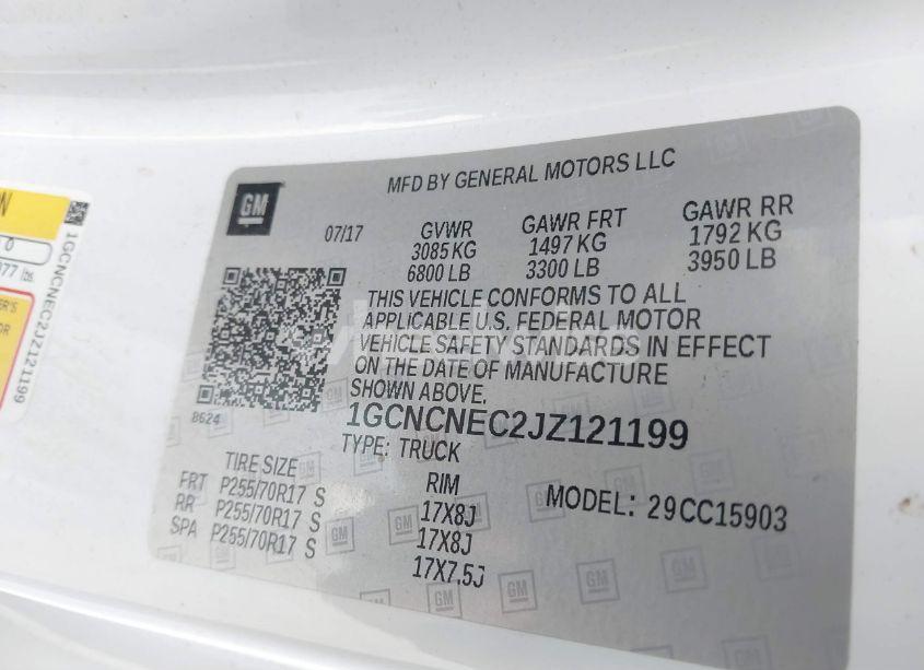 Photo 9 of 2018 Chevrolet Silverado 1500 WT (VIN 1GCNCNEC2JZ121199)