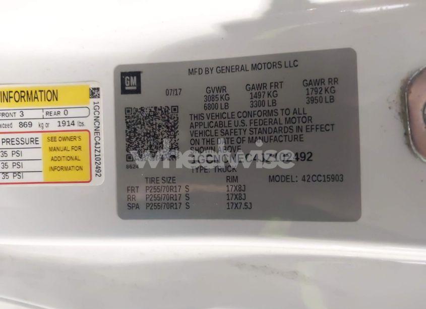 Photo 9 of 2018 Chevrolet Silverado 1500 WT (VIN 1GCNCNEC4JZ102492)