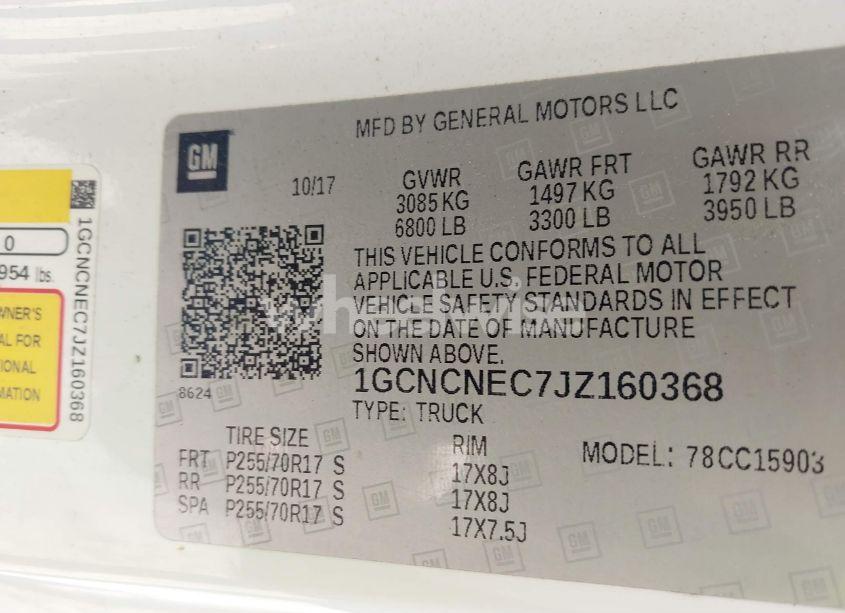 Photo 9 of 2018 Chevrolet Silverado 1500 WT (VIN 1GCNCNEC7JZ160368)
