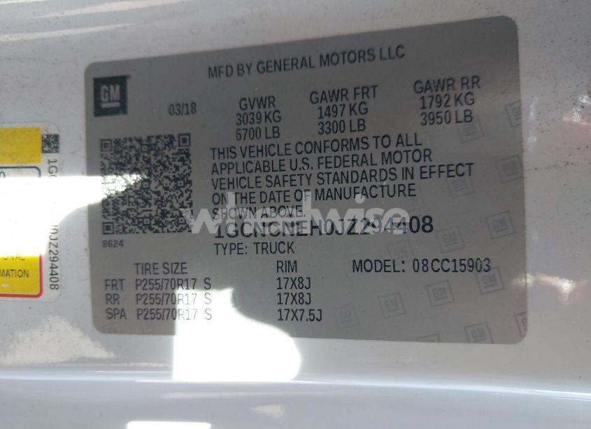 Photo 9 of 2018 Chevrolet Silverado 1500 WT (VIN 1GCNCNEH0JZ294408)