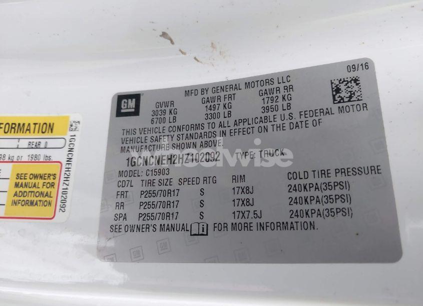 Photo 9 of 2017 Chevrolet Silverado 1500 WT (VIN 1GCNCNEH2HZ102092)
