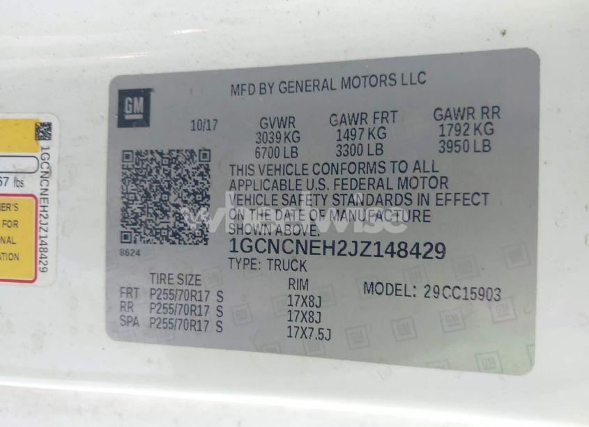 Photo 9 of 2018 Chevrolet Silverado 1500 WT (VIN 1GCNCNEH2JZ148429)