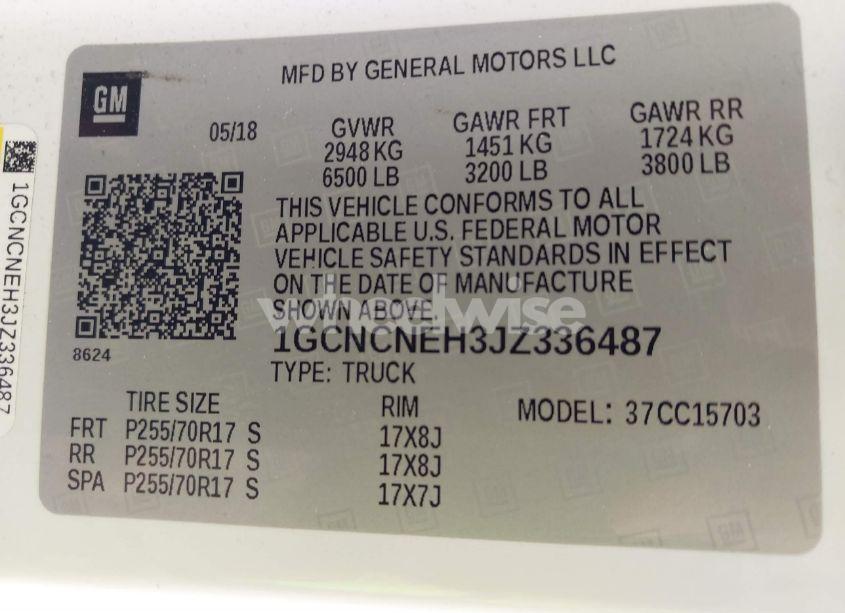 Photo 9 of 2018 Chevrolet Silverado 1500 WT (VIN 1GCNCNEH3JZ336487)