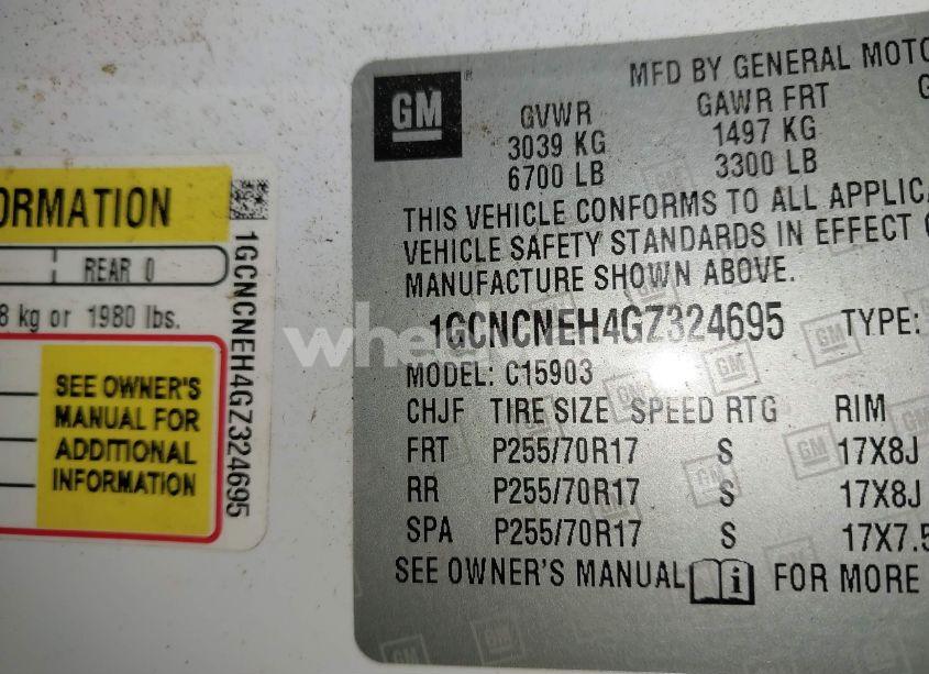 Photo 4 of 2016 Chevrolet Silverado 1500 WT (VIN 1GCNCNEH4GZ324695)