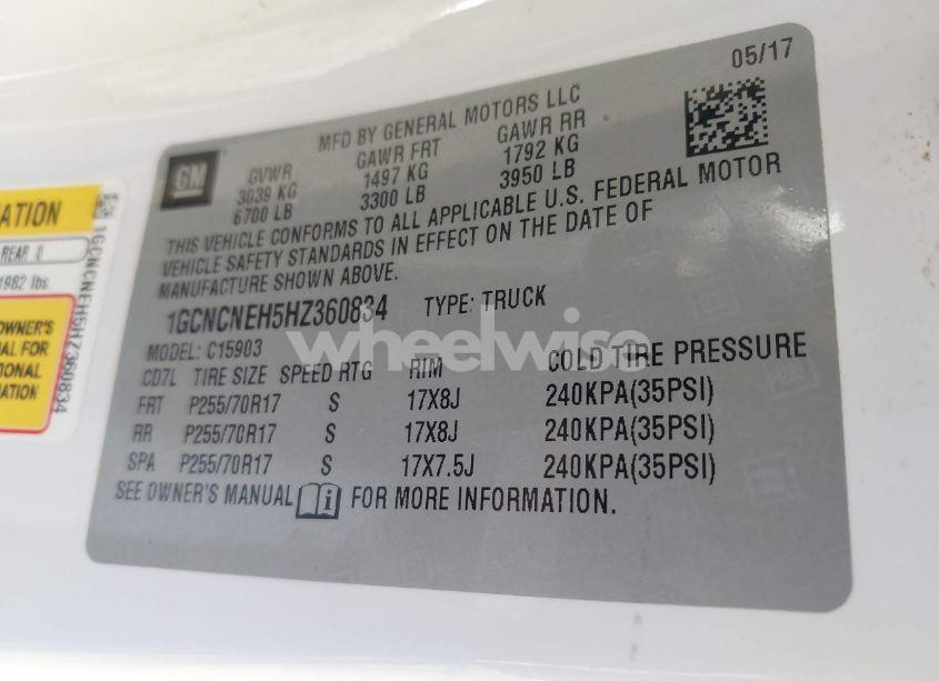 Photo 9 of 2017 Chevrolet Silverado 1500 WT (VIN 1GCNCNEH5HZ360834)