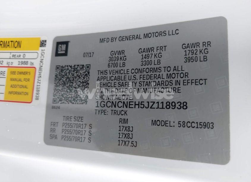 Photo 9 of 2018 Chevrolet Silverado 1500 WT (VIN 1GCNCNEH5JZ118938)