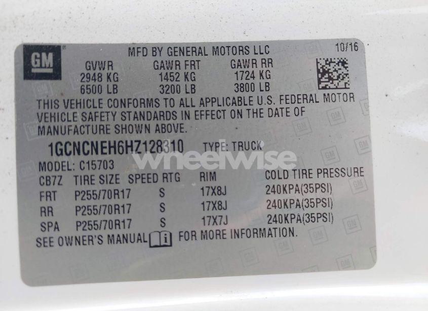 Photo 9 of 2017 Chevrolet Silverado 1500 WT (VIN 1GCNCNEH6HZ128310)