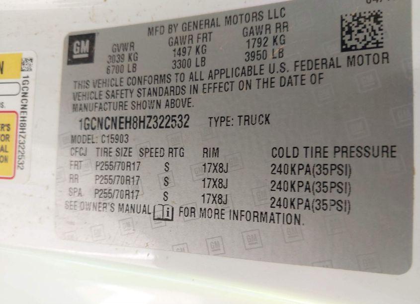 Photo 9 of 2017 Chevrolet Silverado 1500 WT (VIN 1GCNCNEH8HZ322532)